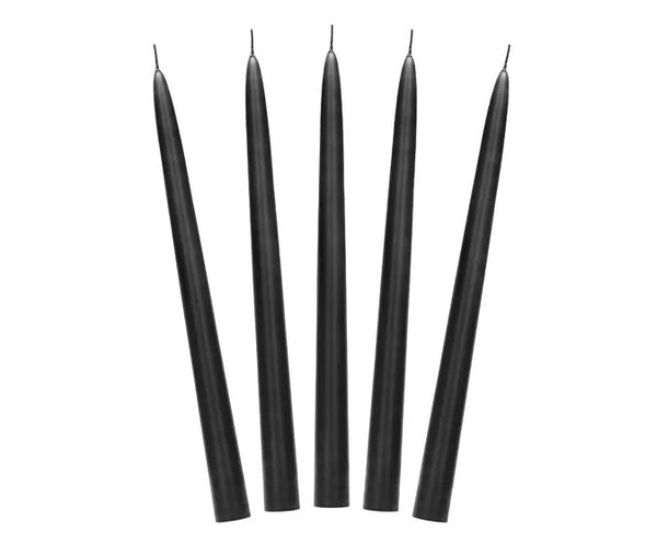 Candela conica, opaca, nera, 24 cm