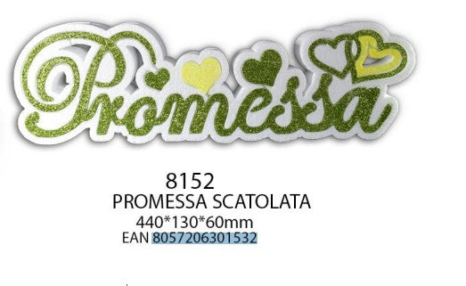 Scritta promessa bianco/verde 440x130x60 mm