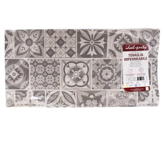 Tovaglia piegata 100x100 cm goffrato maioliche grigio 25 pz