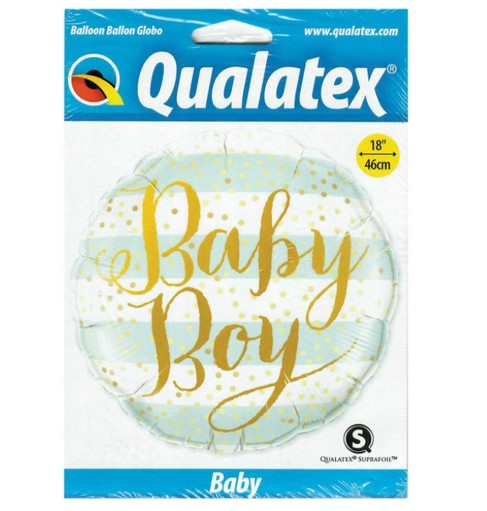 Mylar qualatex baby boys strisce e pois 18"