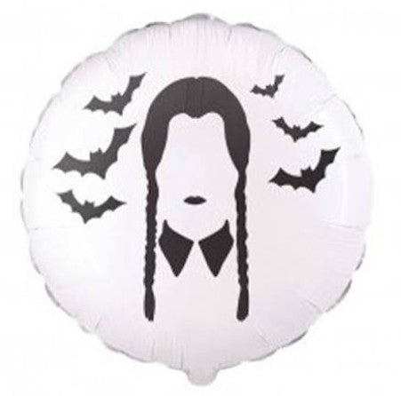 Mylar mercoledì tondo 18" bianco-nero