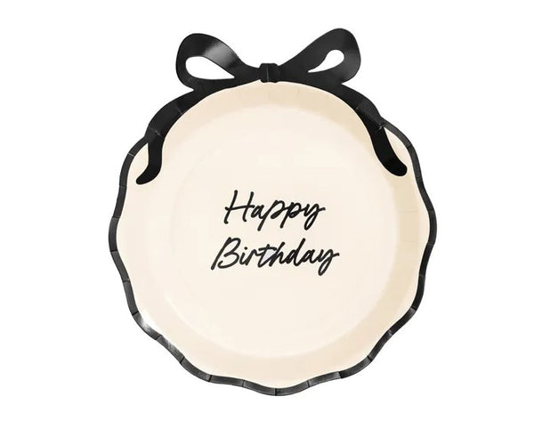 Piatti di carta buon compleanno con fiocco, mix, 24 cm