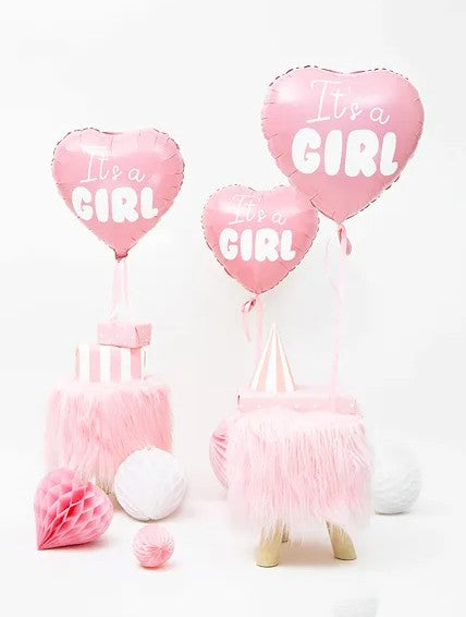 Palloncino in foil a forma di cuore - it''s a girl, 45 cm, rosa chiaro