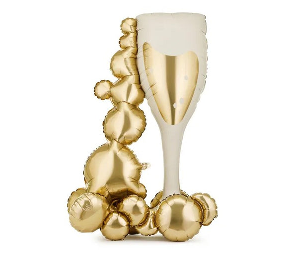 Palloncino in lamina bubble glass, 69x105,5 cm, beige e oro