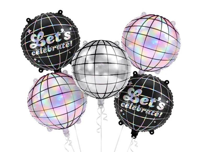 SET DI PALLONCINI IN LAMINA METALLICA DISCO BALLS, 35 CM, MISTI