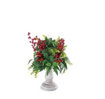 VASO CON BACCHE + BASE IN LEGNO D.10 X H.32 CM