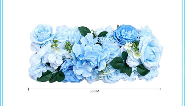 Pannello floreale azzurro con rose e ortensie – 50 cm