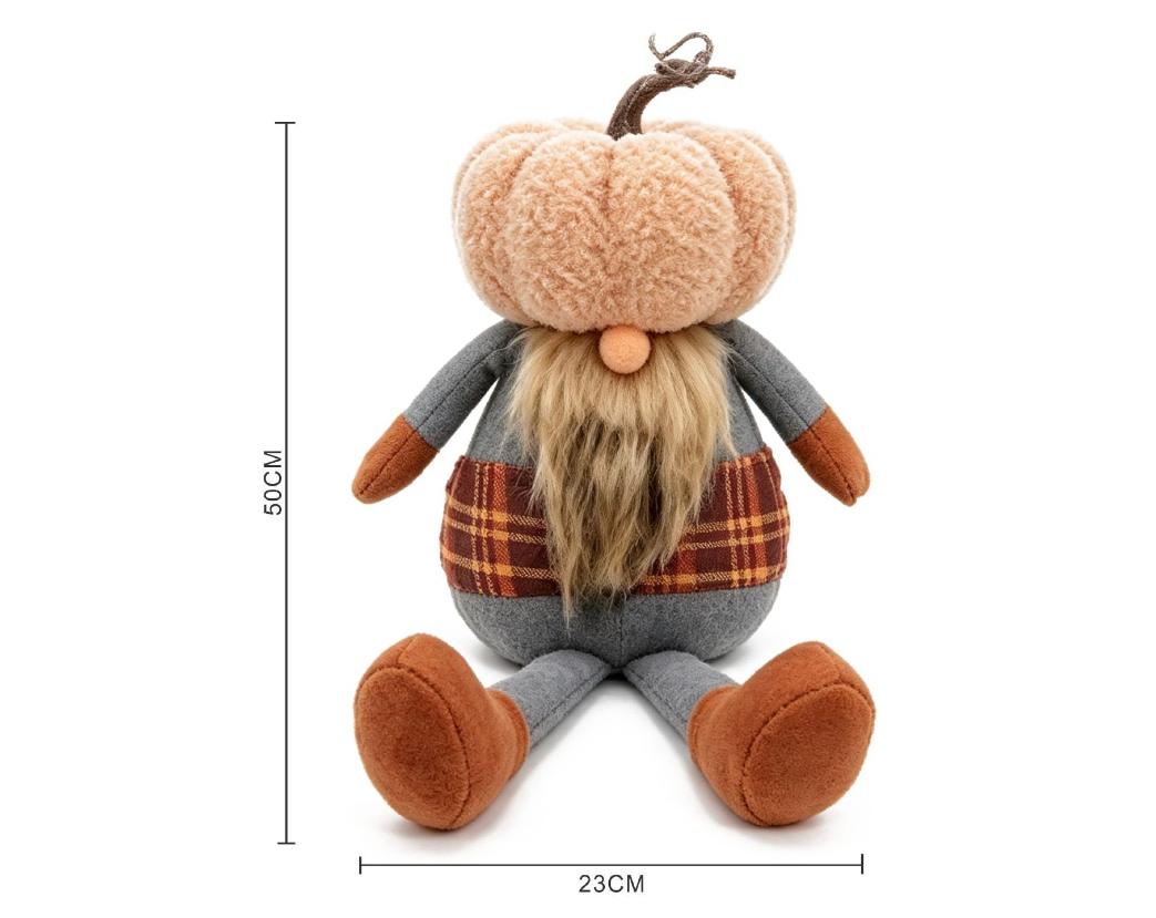 Folletto autunnale seduto con cappello zucca – h 50 cm
