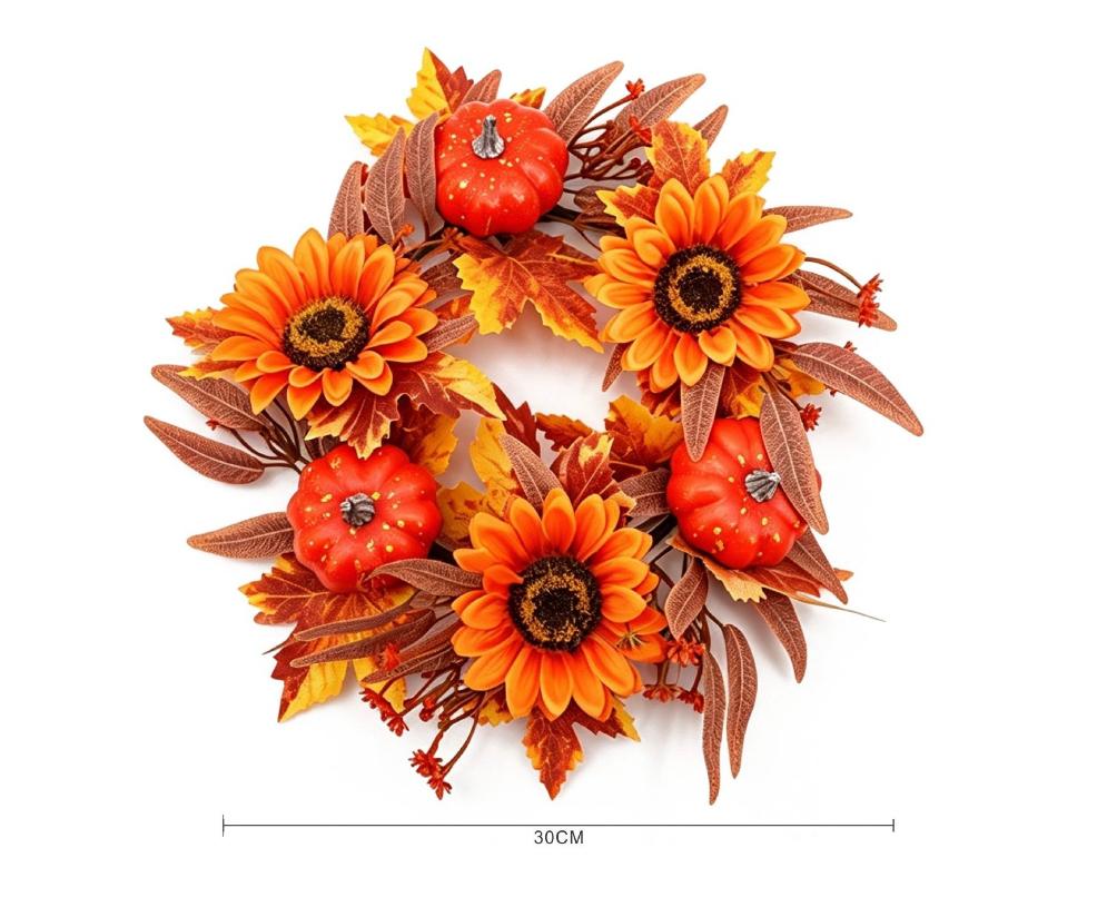 Ghirlanda autunnale con girasoli e zucche – ø 30 cm
