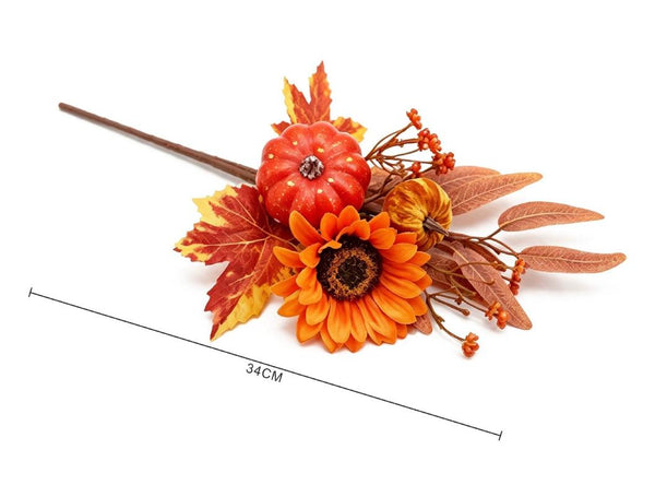 Ramo decorativo autunnale con girasole e zucche – l 34 cm