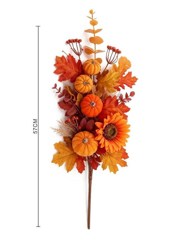 Ramo decorativo autunnale con zucche e girasole – h 57 cm