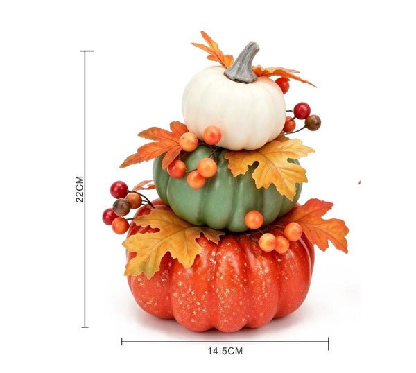 Composizione decorativa autunnale con zucche – 22 cm