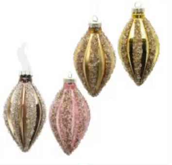 DECORAZIONE NATALIZIA VETRO D, 7 CM H. 13 CM