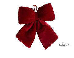 Fiocco natalizio decorativo in velluto rosso – 18 × 22 cm