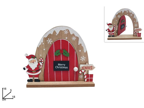 Porta di babbo natale decorativa in legno con scritta merry christmas – 18 × 5 × 16 cm