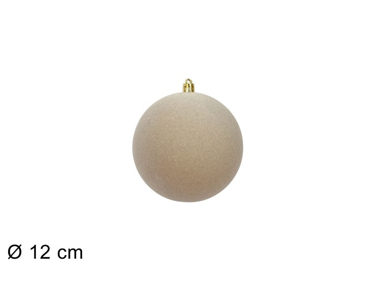 Pallina natalizia beige sabbia effetto velluto – diametro 12 cm