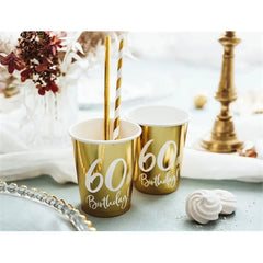 Bicchieri di carta oro, 220 ml (1 confezione / 6 pezzi)