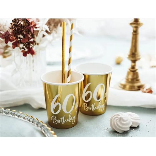 Bicchieri di carta oro, 220 ml (1 confezione / 6 pezzi)
