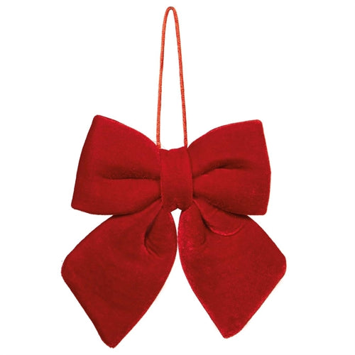 Fiocco natalizio in velluto rosso da appendere – 12 × h 12 cm