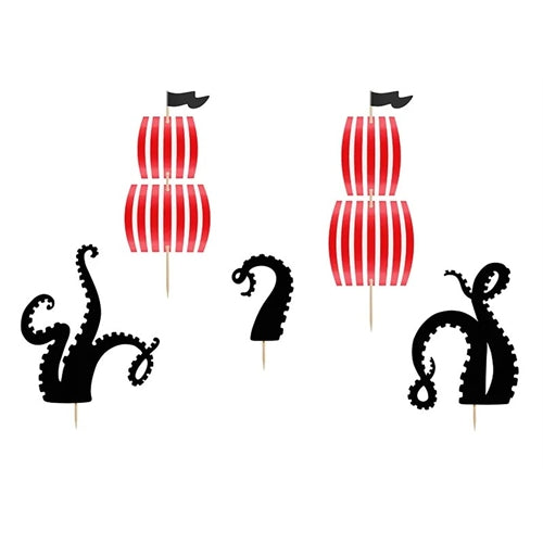 Decorazioni per feste a tema pirati, miste, 13,5-21 cm (1 confezione / 5 pezzi)