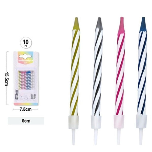 Candeline magiche a spirale colorate – 10 pezzi