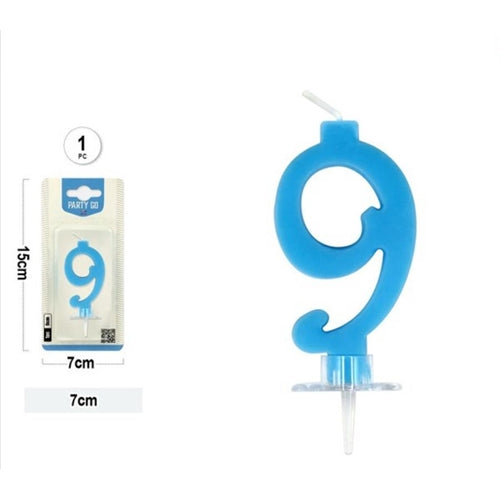 Candeline a numero blu h. 9 cm