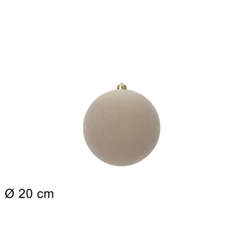 Pallina natalizia beige sabbia effetto velluto – diametro 20 cm