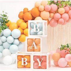 Scatole per palloncini baby, 30x30 cm, bianche (1 confezione / 4 pz.)
