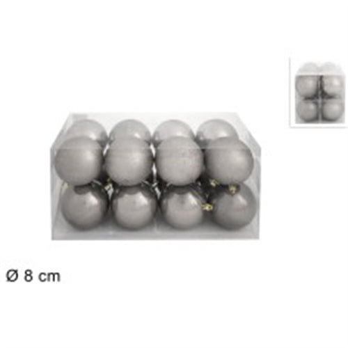 Set 16 palline natale silver d. 8 cm