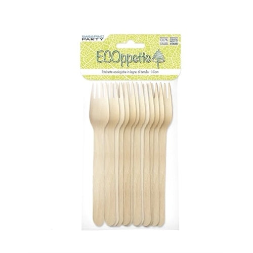 Forchette in legno di bamboo 14cm, 12pz.