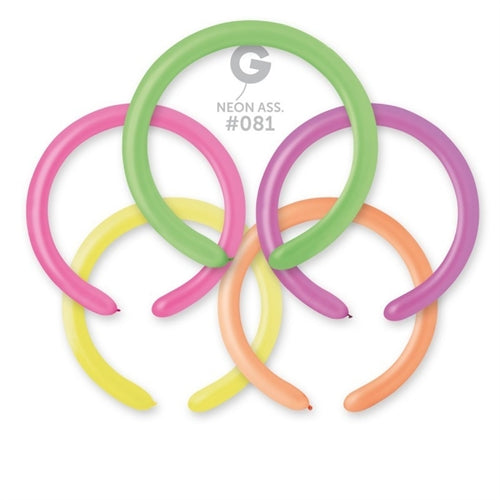 Palloncino in lattice 2” modellabile df4 funky neon assortito "assorted fluo" 100pz
