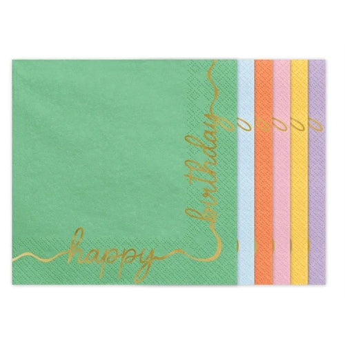 Tovaglioli di carta buon compleanno, mix, 33x33 cm
