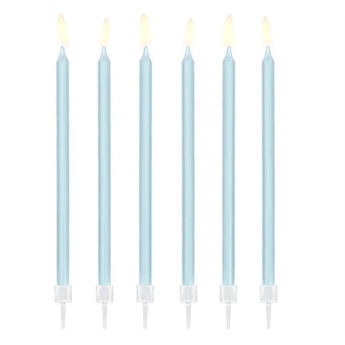 Candeline di compleanno semplici, azzurre, 14 cm 12 pz