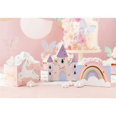 Scatole di snack con castello e unicorni, mix