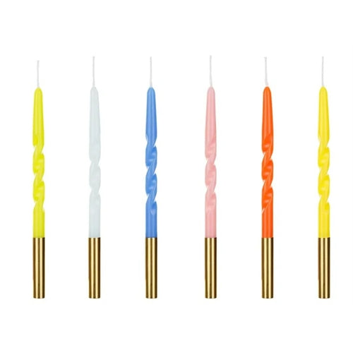 Candele di compleanno intrecciate, miste, 14 cm (1 confezione / 6 pezzi)