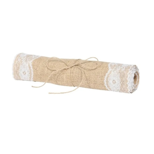 Rotolo runner juta con pizzo 30 cm x 2,5 mt