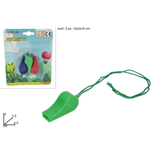 Fischietti con laccetto set 3 pz