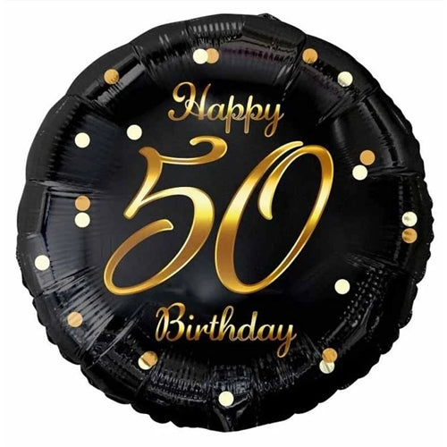 Palloncino 18" mylar h.b."black & gold"