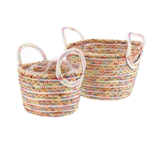 Set 2 fioriere con manici mais d. 20/26 cm