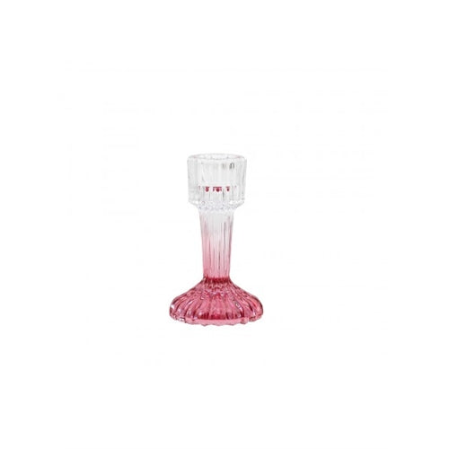 Candelabro in vetro rigato sfumato rosa 11 cm