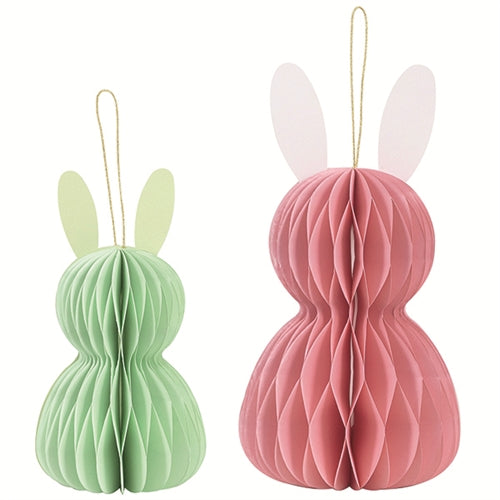 Conigli in carta verde/rosa cf 2 pz