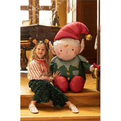Palloncino a forma di elfo in lamina, 89x92 cm, verde e rosso