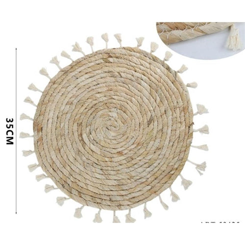 Sottopiatti in vimini con frange bianche diametro 35 cm