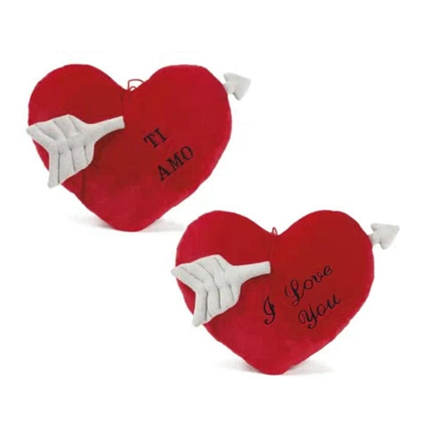 Cuscino cuore con freccia rosso 30 cm