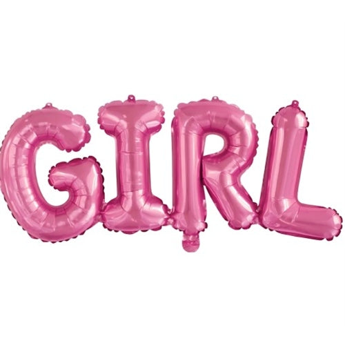 Mylar scritta girl rosa 33"