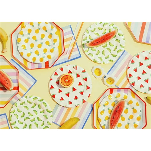 Piatti a righe, 24,5x24,5 cm, misti (1 confezione / 6 pezzi)