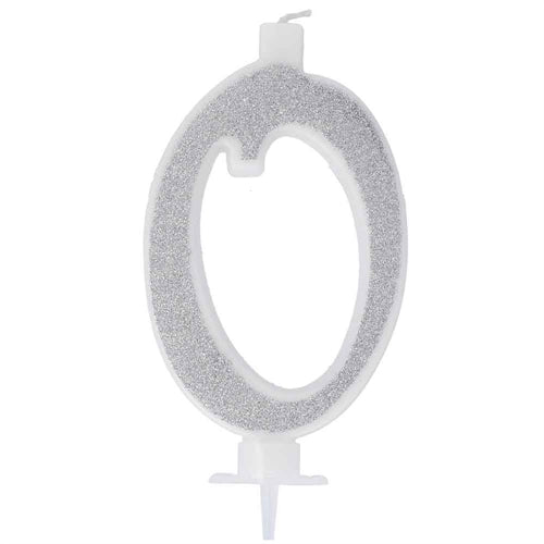 Candelina argento
 glitter 12 cm