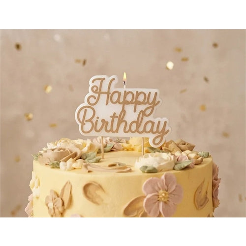Candela di compleanno "buon compleanno", oro freddo, 7,5x10 cm