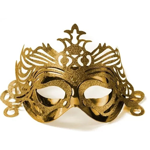 Maschera da festa con ornamento, oro