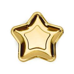 Piatti di carta a forma di stella, oro, 18 cm (1 confezione / 6 pezzi)